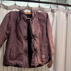 Legit worked in Carhartt Burgundy Hooded Canvas Work farm medium